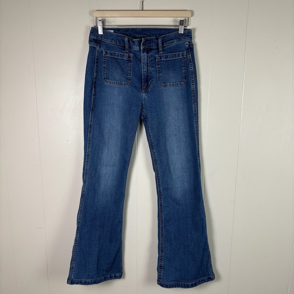 GAP 70s Flare High Rise Jeans Medium Indigo Women's Size 29 Bootcut Denim - Picture 1 of 8